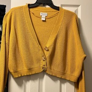 Arizona Jean Company Mustard Cropped Cardigan Sweater